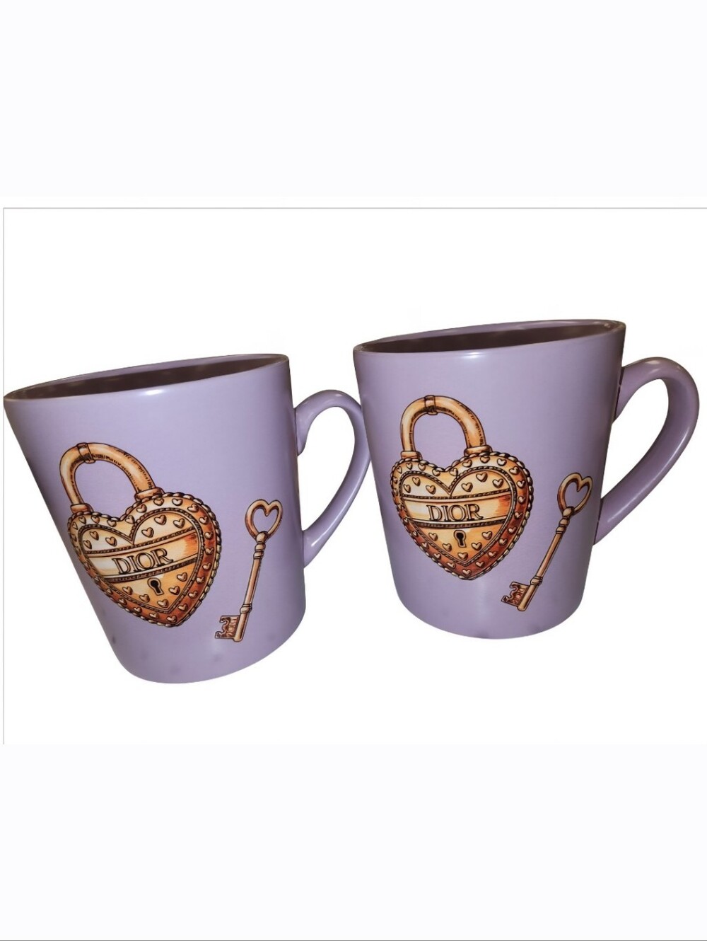 🔥Not Restock🔥 20 OZ Ceramic Coffee Mug Gold Heart Lock Lavender  Made In USA - Picture 6 of 7